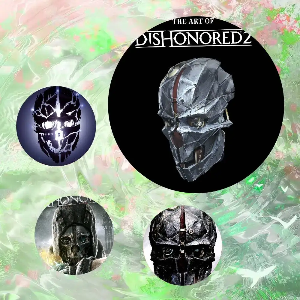 Значки-броши в мультяшном стиле по игре Dishonored 2 для украшения рюкзаков, круглые эмалевые значки для аксессуаров