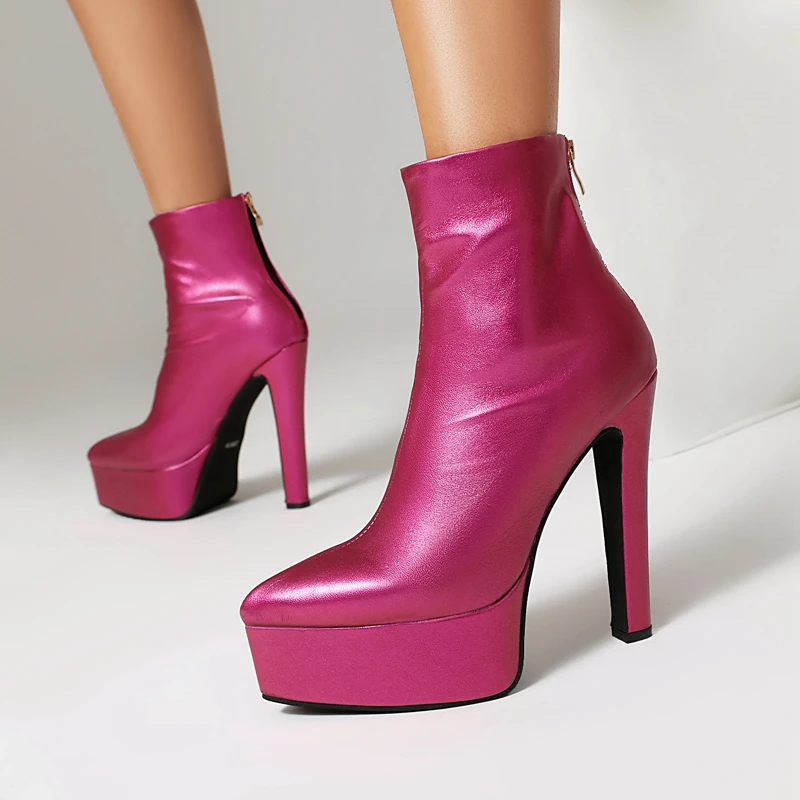 

Сексуальные женские танцевальные туфли на очень высоком каблуке для ночного клуба со стальной трубой, ботильоны на толстой платформе с острым носком и молнией, женские короткие ботильоны