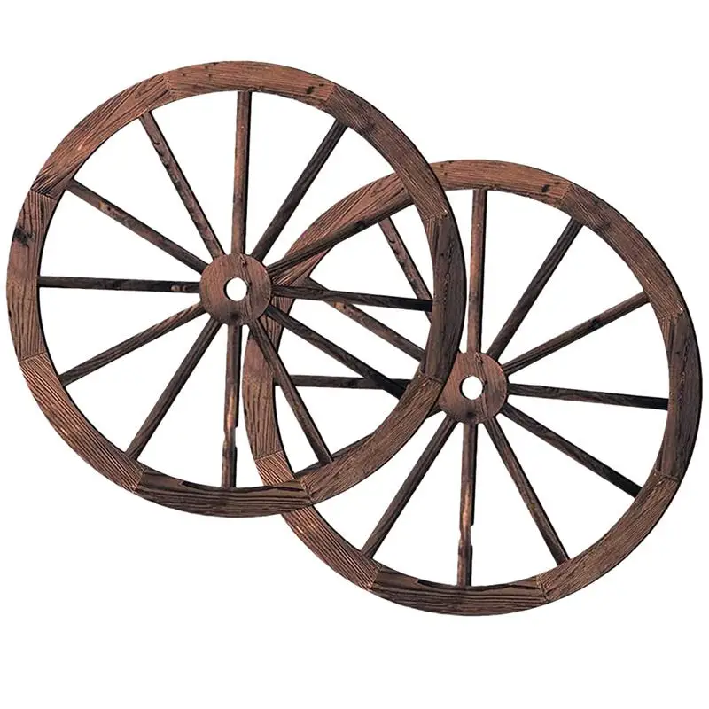 2pcs Wagon Wheel Decor in legno Vintage Wagon Wheel Wood Decor per Bar Garage soggiorno artigianato ruote decorazione della casa