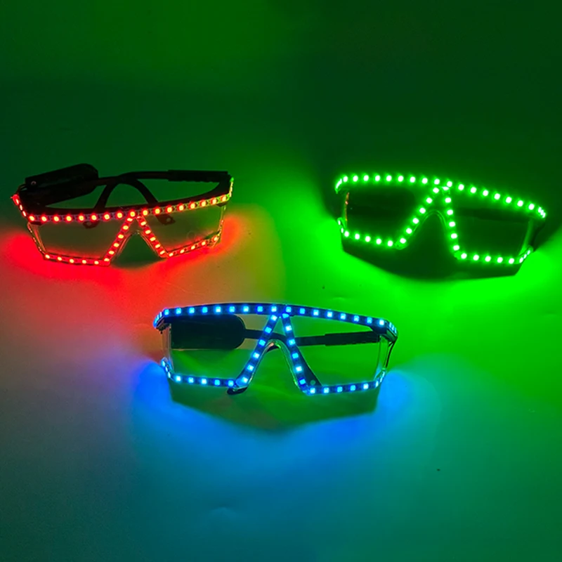 Glowing Fashion Sunglasses Light up Fluorescent Eyewear Night Show Luminous Props Personality Neon Bright Performance Supplies