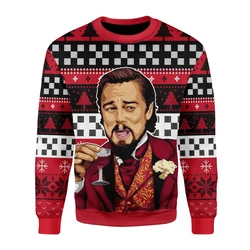 Pull de Noël Leonardo Dicaprio Mème qui rit, pull Père Noël, sweat-shirt 3D, cadeau pour homme, automne, vêtements d'hiver, Y-ly, 2024