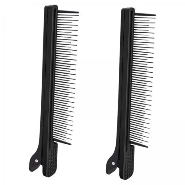 Black Plastic Teasing Hair Brush with Hairdressing Clip Precision Salon Tool for Dyeing and Perming Hairstyles