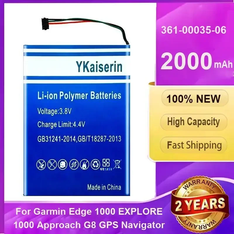 YKaiserin 2000mAh 361-00035-06 3610003506 Battery For Garmin Edge 1000 Batteries + Free Tools