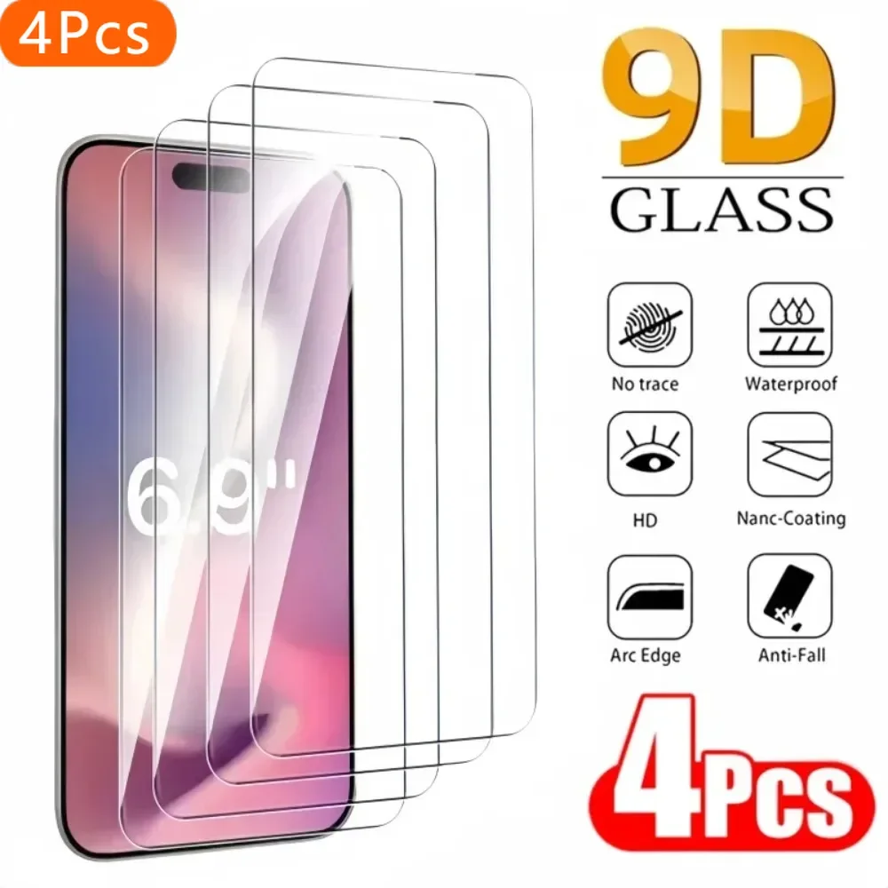 

4PCS Full Cover Screen Protector For iPhone 12 13 11 Pro 16 15 14 Pro Max Tempered Glass For iPhone 6 7 8 Plus 12 13 Mini Glass