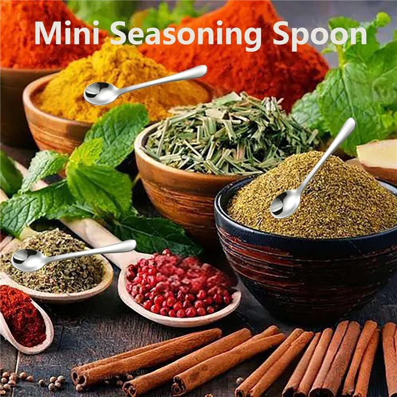 

PHFU-30 PCS Tiny Stainless Steel Spoons For Spices Jars, Mini Size 2.87Inch, Cute Small Stainless Steel Condiment Spoons