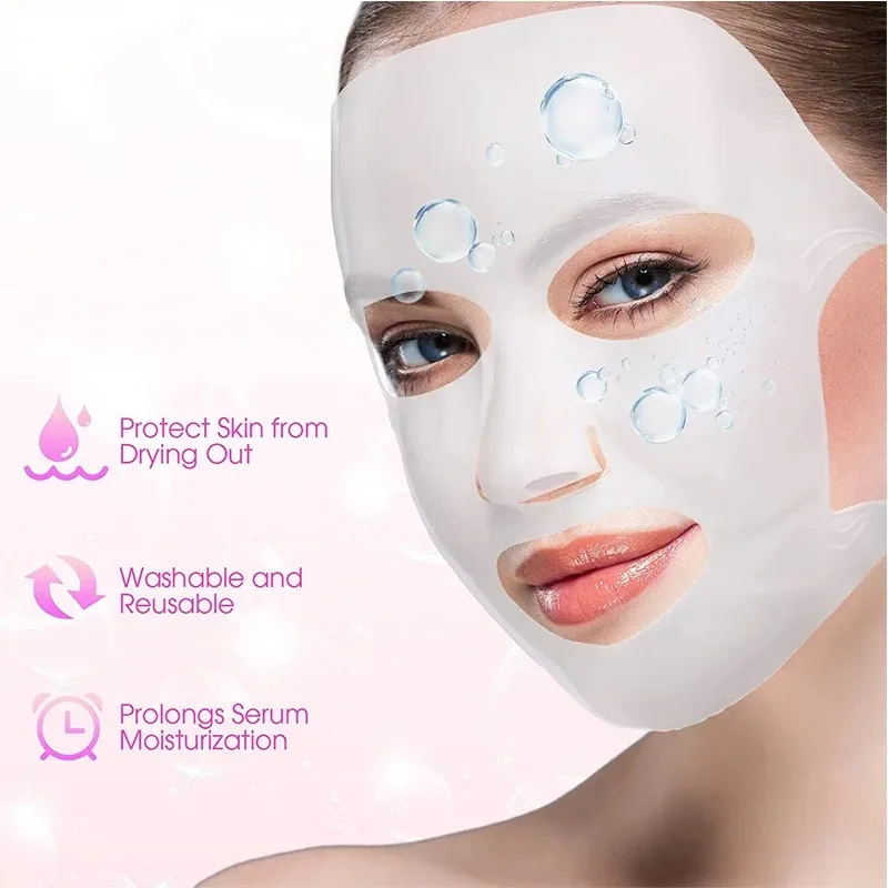 Maschera in silicone 3D per il viso Strumento per la cura della pelle delle donne Appeso all\'orecchio Maschera per il viso Foglio di gel