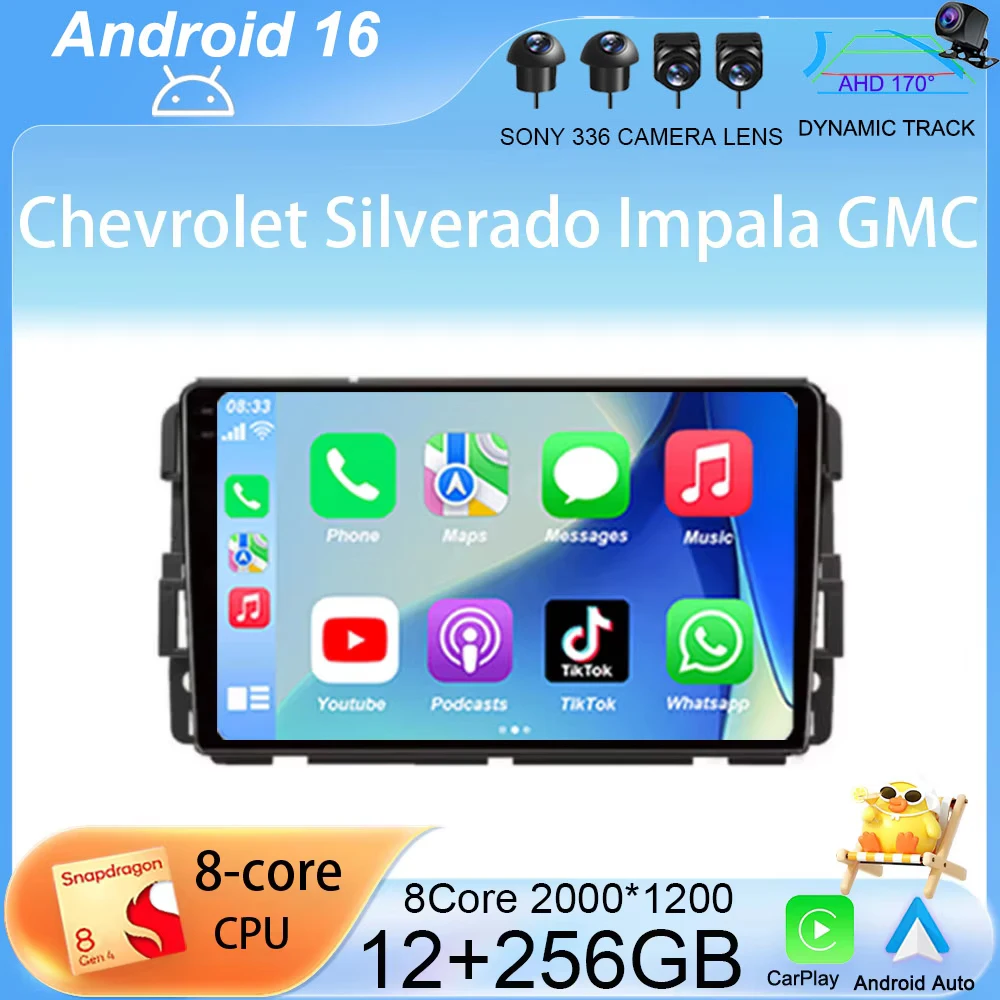 

Android 16 Car Radio For Chevrolet Silverado Impala GMC Yukon Acadia Sierra Navigation GPS Multimedia Video Player DSP Stereo BT