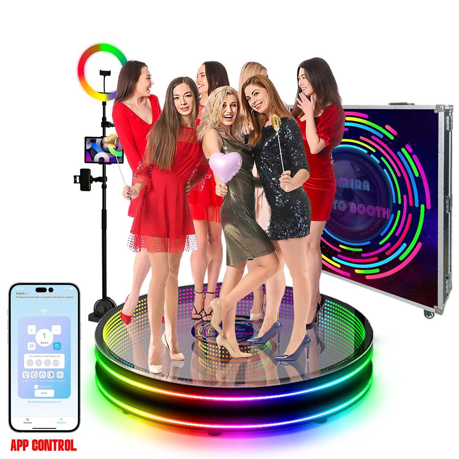 Portable Selfie Led Mirror Glass 360 Photo Booth 360 Video Booth with Free LOGO Camera Vending Machine for Wedding Party Events