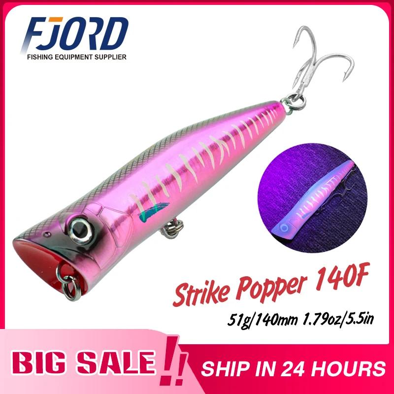 

FJORD 140mm 51g Popper Fishing Lure Sea Saltwater Hard Baits Floating UV Effect Swimbaits Surface Tuna Topwater Artificial Baits
