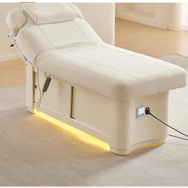

Commercial Furniture Electric Motor Control Salon Furniture with Color Light Massage Bed Beauty Bed with Power Socket