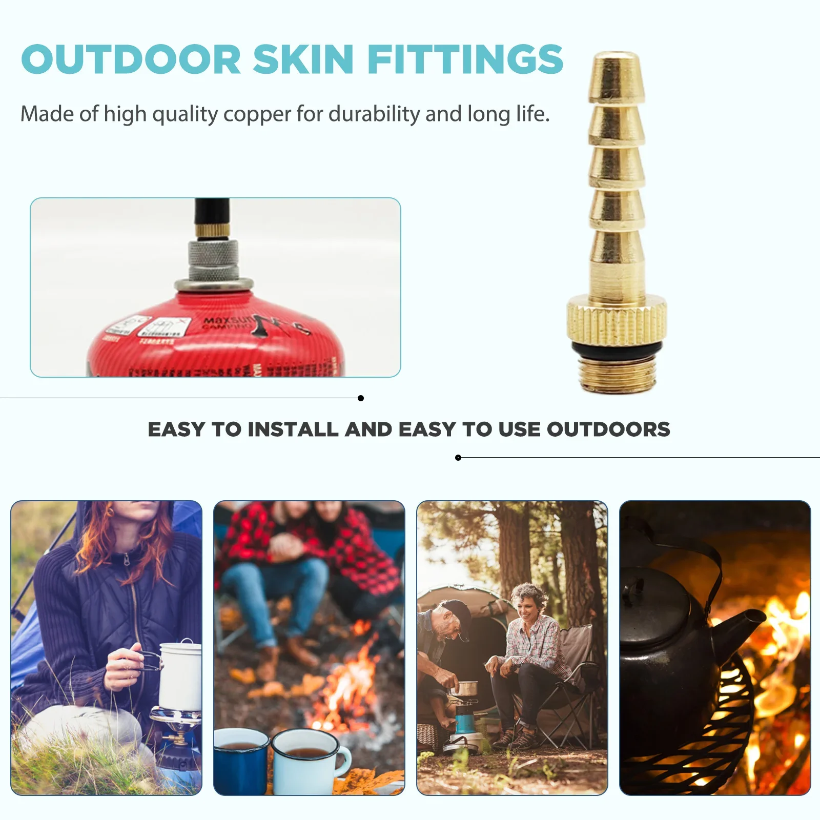 Copper Stove Gas Refill Adapter Multi-purpose Flat Cylinder Tank Coupler Practical Fuel Gas Tank Joint Camping Stove Accessories