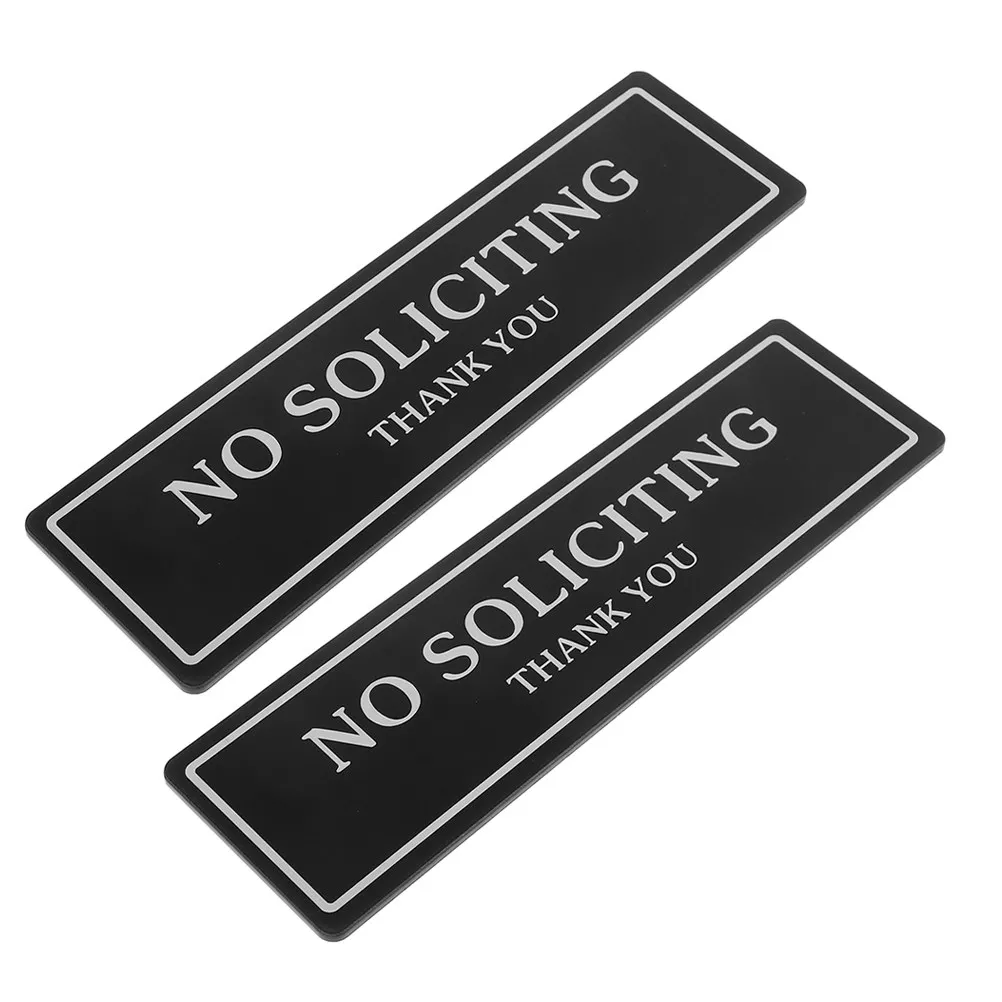 2Pcs No Soliciting Door Sign Self-Adhesive Acrylic Weatherproof Crack Resistant High Visibility No Soliciting Decal for House