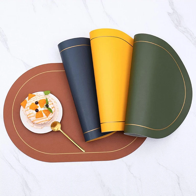 PU Placemats for Table Waterproof Non-Slip Insulation Leather Place Mats Set Nordic Style Christmas Coaster Cup Mat