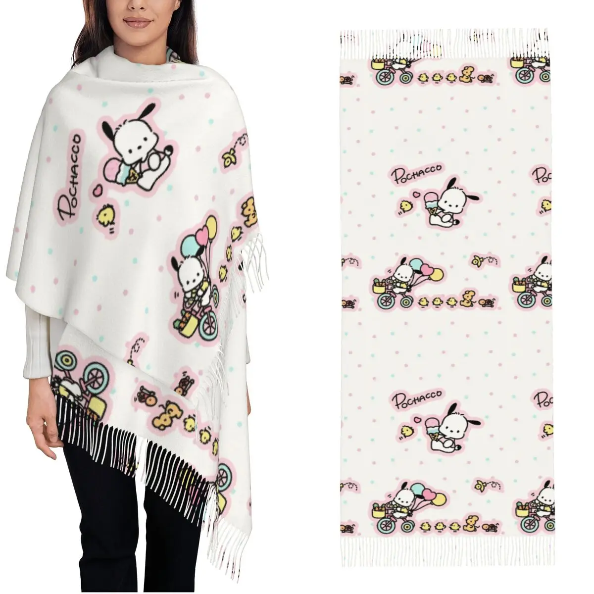 Pochacco Cute Dog Logo Shawl Wrap for Women Warm Large Long Scarf Pashminas Shawl Scarves