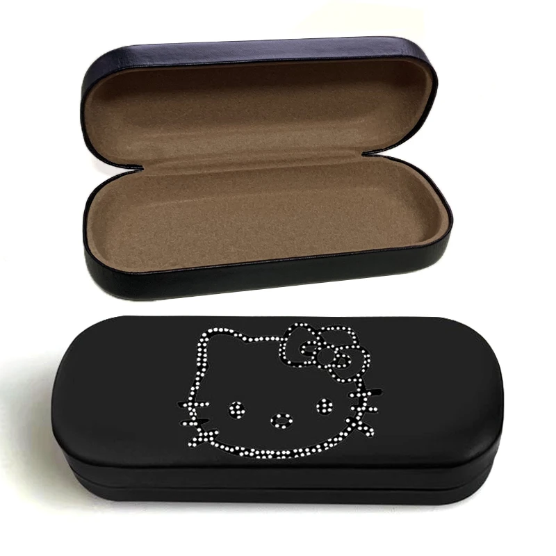 

Kawaii Leather Spray-painted Hello Kitty Glasses Case Storage Vintage Portable Sunglasses Storage Box Birthday Gift Decoration