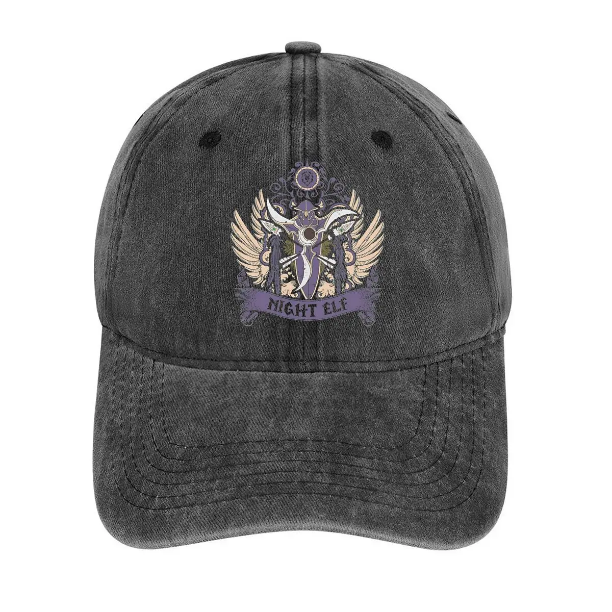 

Night Elf fantasy - character - graphic for a gaming - or themed - identity design Washed Baseball Cap