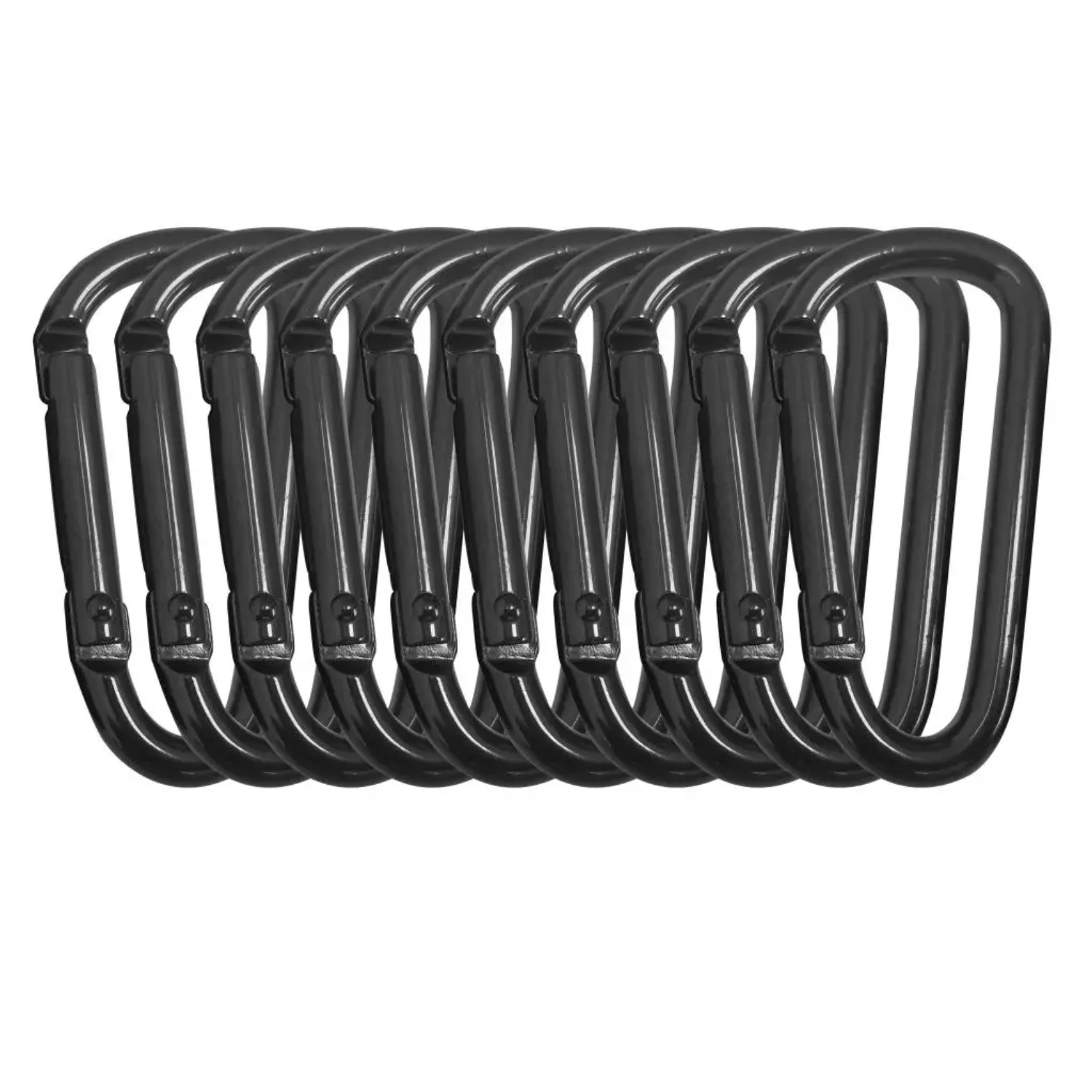 10 pezzi moschettone nero Quickdraws moschettone con gancio portachiavi campeggio escursionismo pesca accessori da esterno