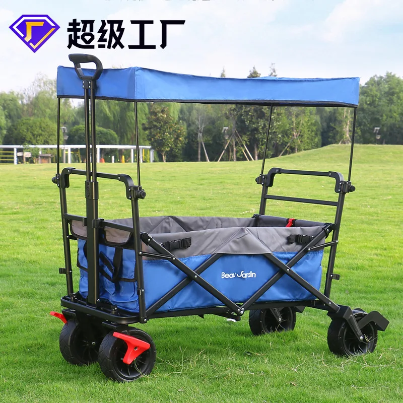 LH with canopy push rod camp cart camping outdoor camping folding portable