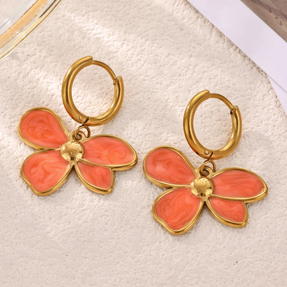 Romantic Colorful Floral Earrings for Women Stainless Steel Minimalist Jewelry Earrings Valentine's Day Gift Y2K