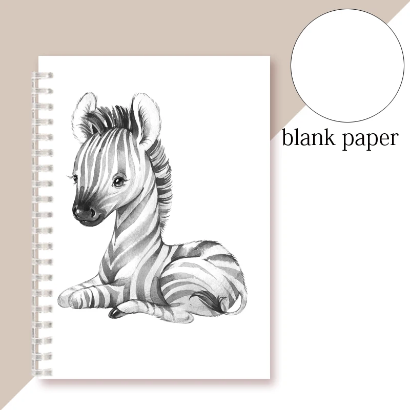 A5 دوامة دفتر المطبوعة الحيوان الفيل الزرافة زيبرا الأسد الباندا النمر-Kawai دفتر لطيف القرطاسية لطلاب المدارس