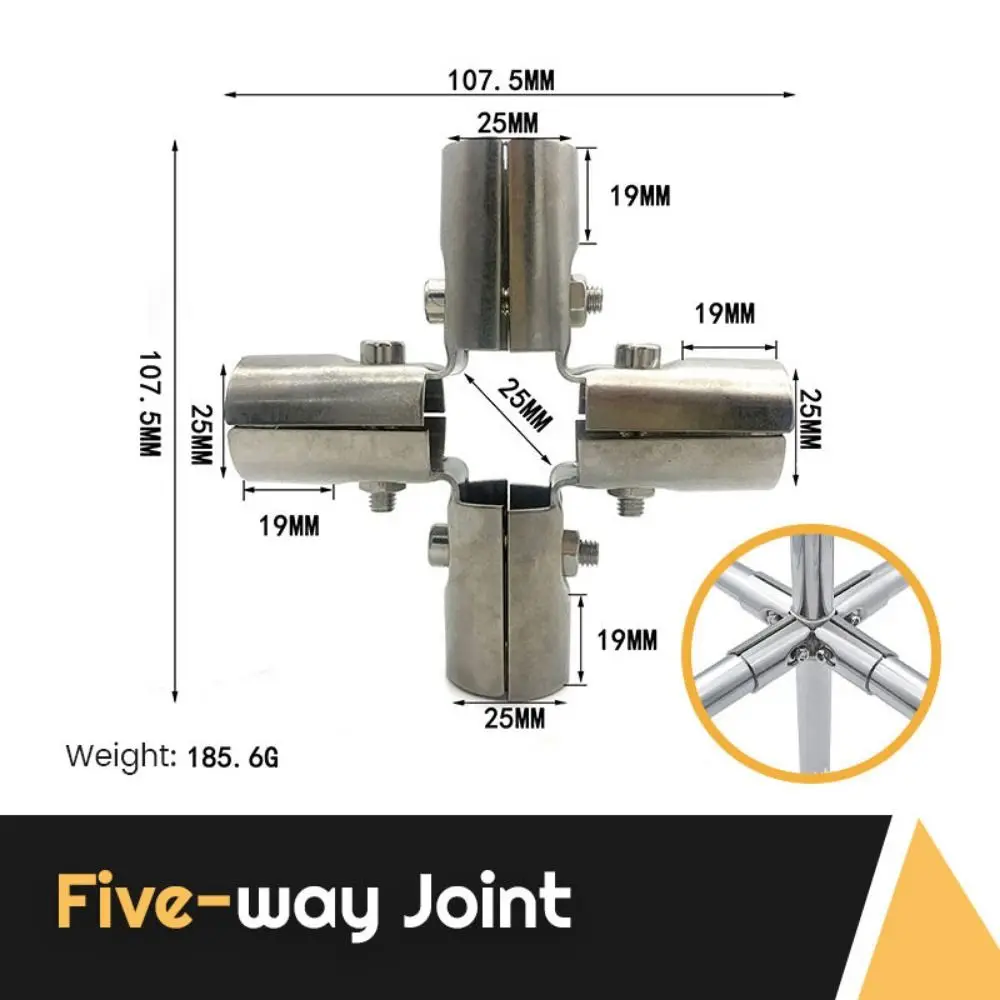 1Pc Round Stainless Steel Furniture Hardware Rod Support Pipe Joint Tube Connector Clothes Display Rack