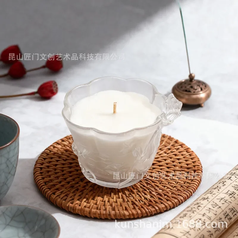 Vintage Glazed Lotus Cup Candle Holder Creative Pen Stand Office Desk Decor Unique Business Gift for Friends and Customers