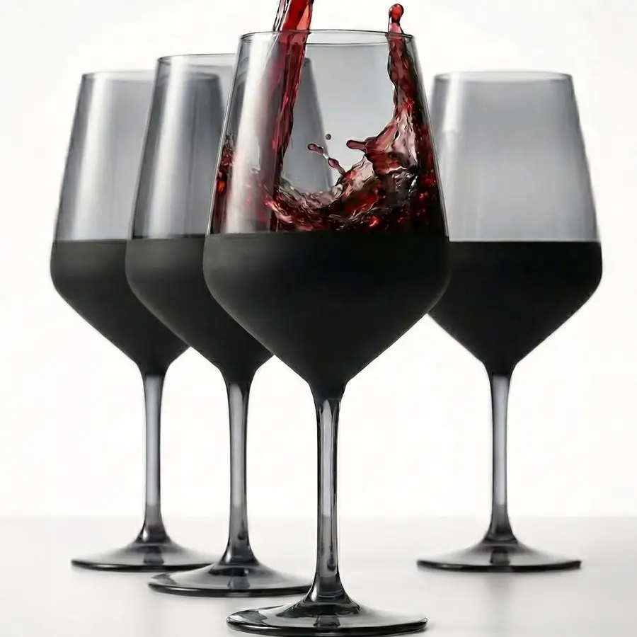 

Wine Glasses Set of 4, 14.3oz Modern Colored Drinking Tumblers for Red White Rose Wine and Cocktails, LeadFree Durable Dishwashe