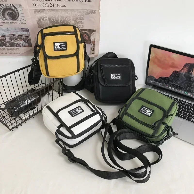 Se26 bolsa de ombro de lona masculina e feminina, bolsa mensageiro pequena de rua para harajuku coreano unissex crossbody