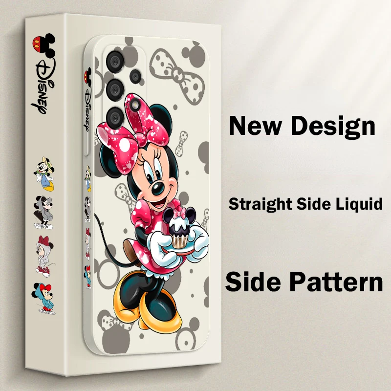 

Fashion Minnie Mouse Phone Case For Samsung A73 A53 A33 A52 A32 A71 A51 A21S A50 A30 5G Liquid Left Rope Soft Cover