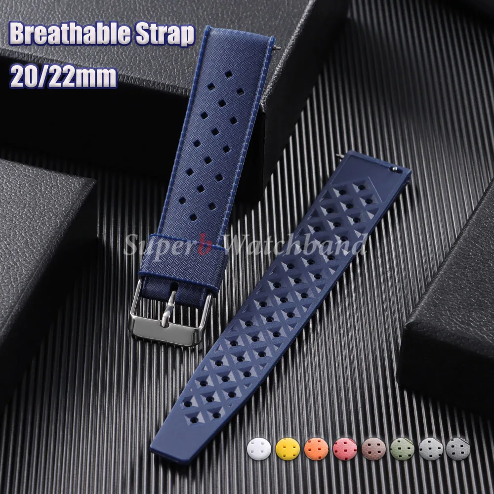 

20mm 22mm Premium Grade Tropic Silicone Watch Strap for Seiko for Oris for Omega Quick Release Diving Waterproof Rubber Bracelet