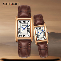 SANDA 2025 New 1150 Fashion Couple Watch Elegant Design Rectangular Dial Waterproof Quartz Movement Business Women's Watch