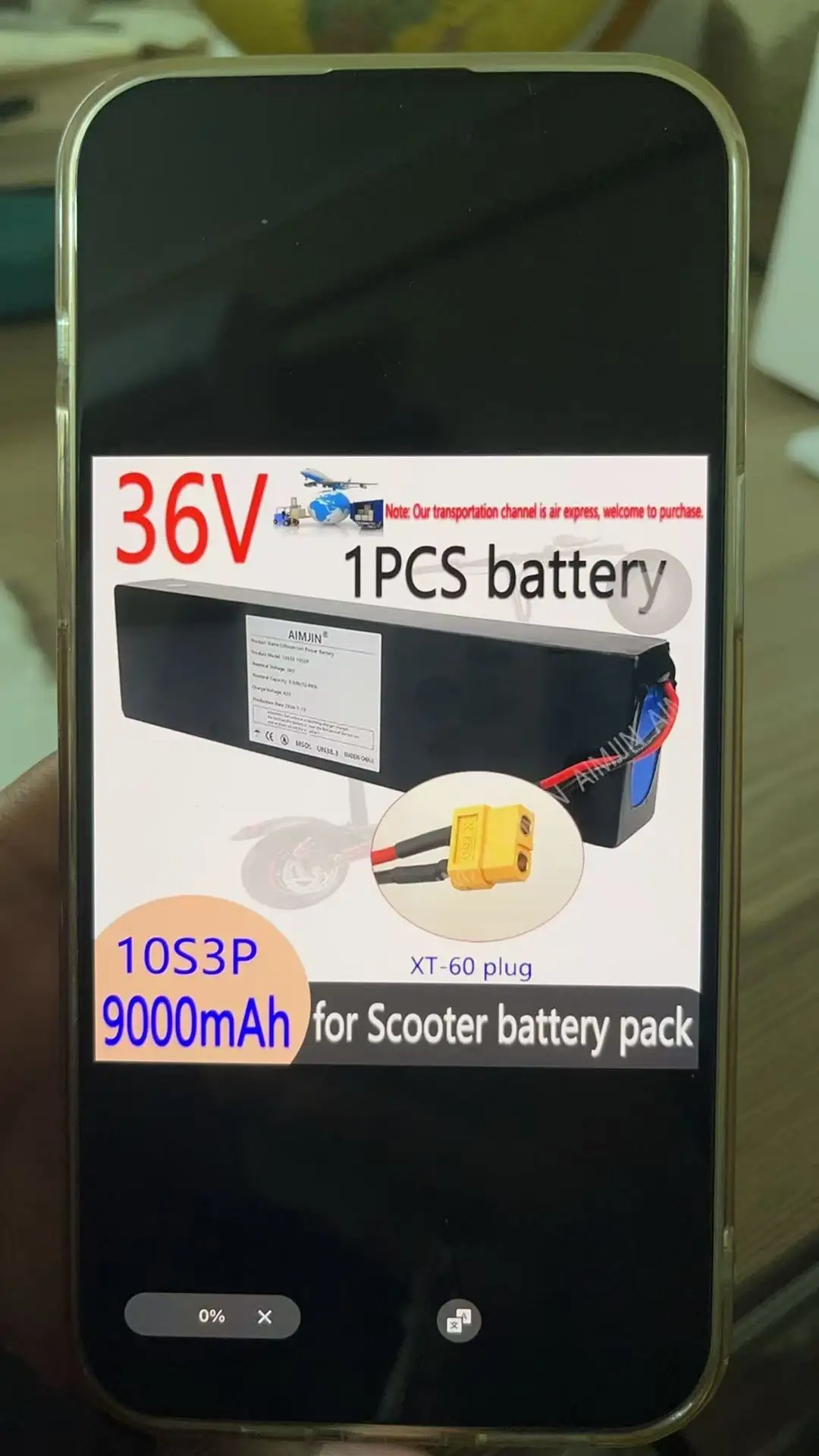 

Original 10S3P 36V 9.0Ah 18650 lithium battery built-in high-power balanced BMS 0-800W electric vehicle battery xt60 plug