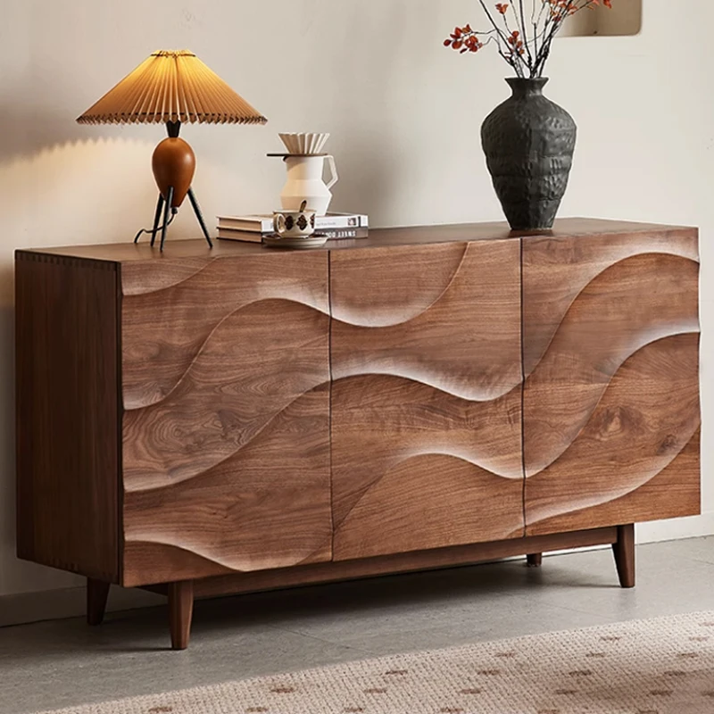 

Modern Art Living Room Black Walnut Storage Sideboard Simple Solid Wood Dining Room Sideboard