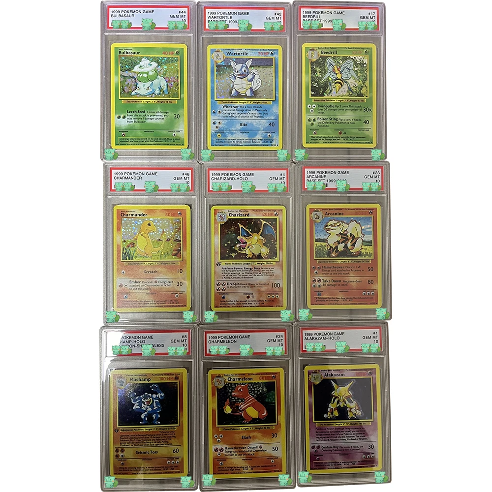 Anime PTCG Graded Collection Card English Version 1999 Charizard Beedrill Charmeleon Lvysaur GEM MT 10 Flash Holographic Label