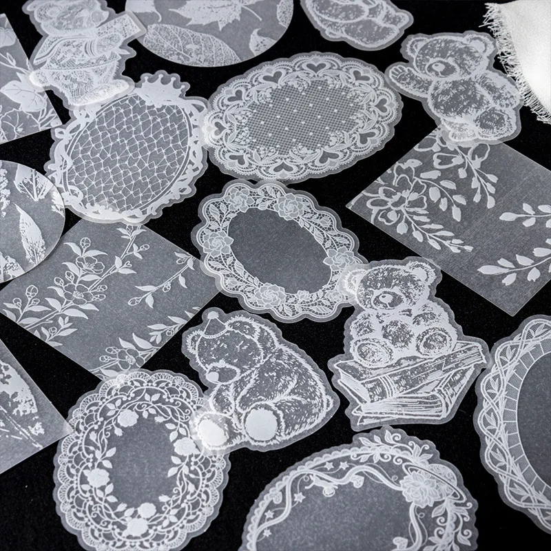 20pcs/1lot Kawaii Scrapbook Sticker Gentle lace Scrapbooking Supplies Planner Decorative Stationery Stickers