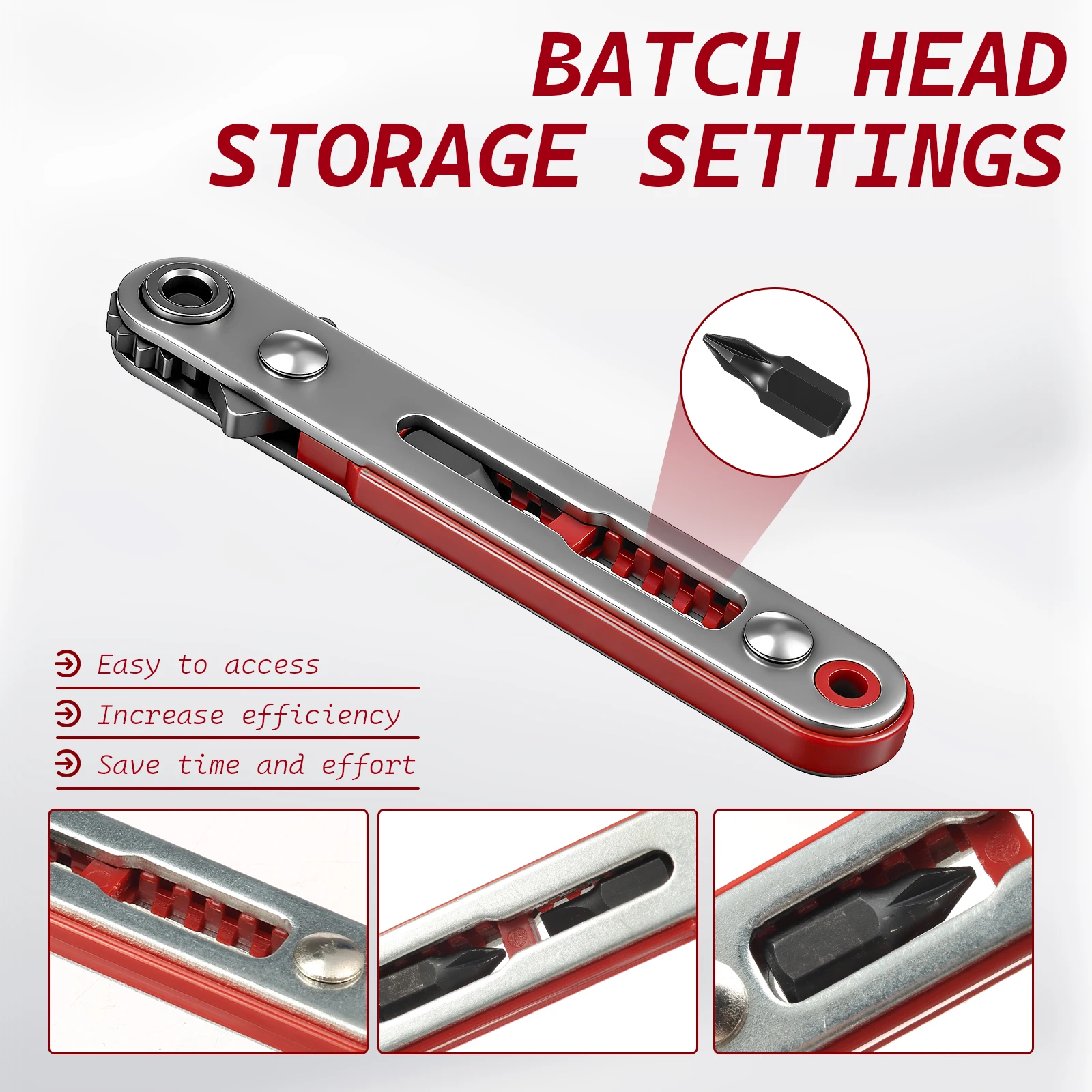 Rechtwinkliger Schraubendreher 90 Grad Flacher Offset-Ratschenschraubendreher mit 2 Bits 1/4" Sechskant Mini-Winkelschraubendreher für Enge Räume – Detail 4