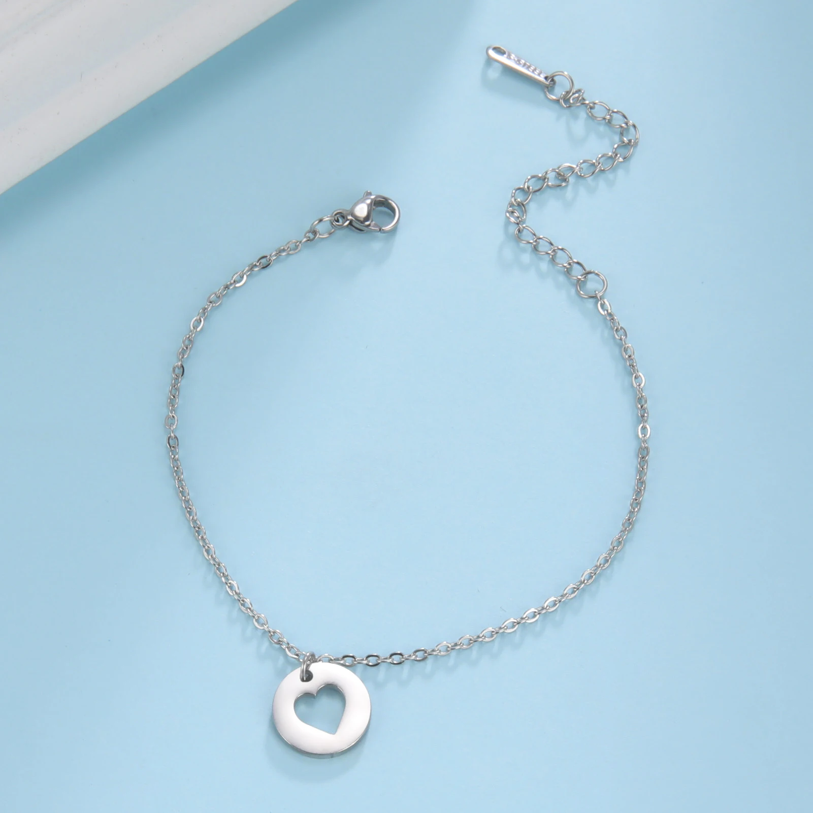 Kkjoy Modische Goldfarbene Edelstahl-Fußkettchen mit Rundem Hohlem Herz für Damen, Schmuckgeschenk für Frauen, Großhandel – Detail 19