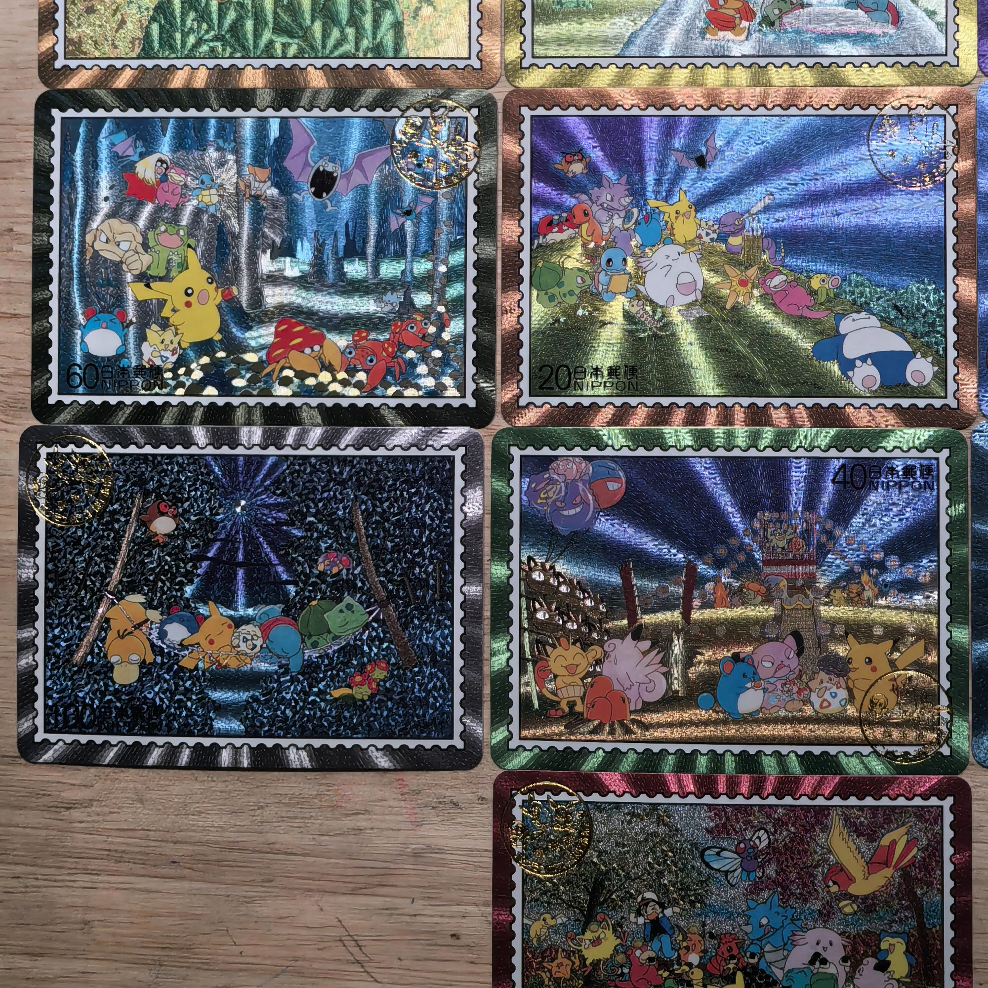 9Pcs/set Stamp Series Charmander Bulbasaur Squirtle Texture Flash Card Classic Anime Game Collection Cards Gift Toy view 4