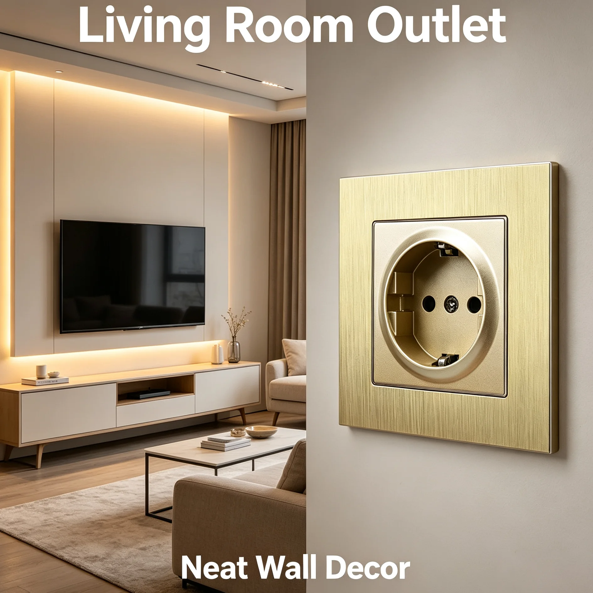 EU Schuko Socket 86 Type 16A 250V Flush Mount Anti-scratch Gold Brushed Metal Frame German Russian Outlet For Round Junction Box