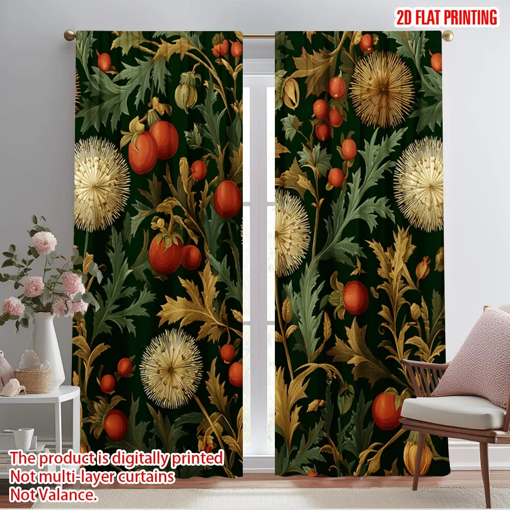 2pcs,2D plane printing Popular Curtain Panels Christmas4 Polyester (without rod) Versatile All Perfect for Kitchen Living Room
