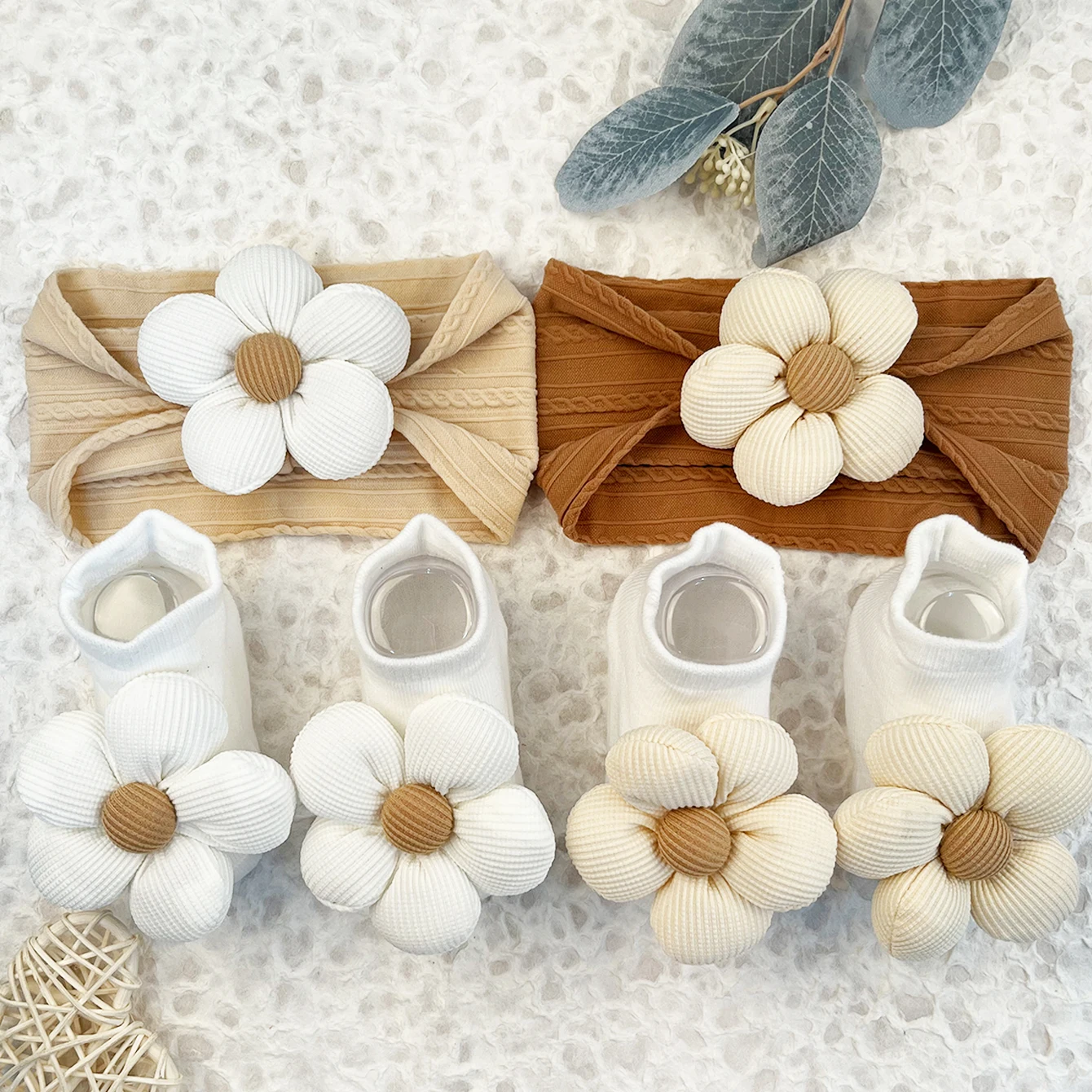 2pcs baby headband with flower +2 pcs socks lovely cute soft