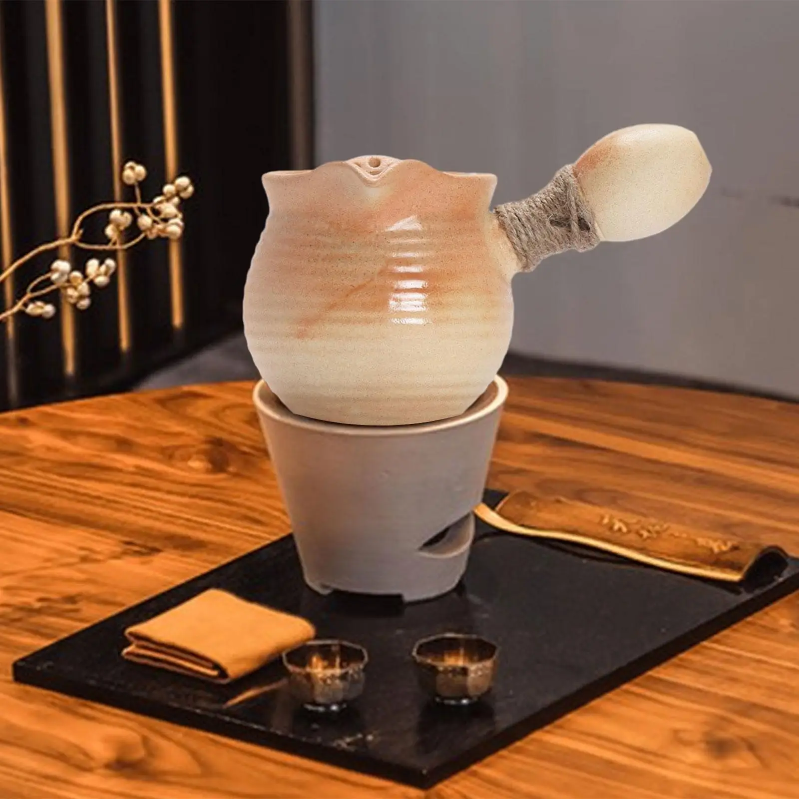 Ceramic Teapot Rustic Durable with Side Handle with Tea Strainer Tea Maker for Hotel Household Tea Lovers Gift Picnic Camping
