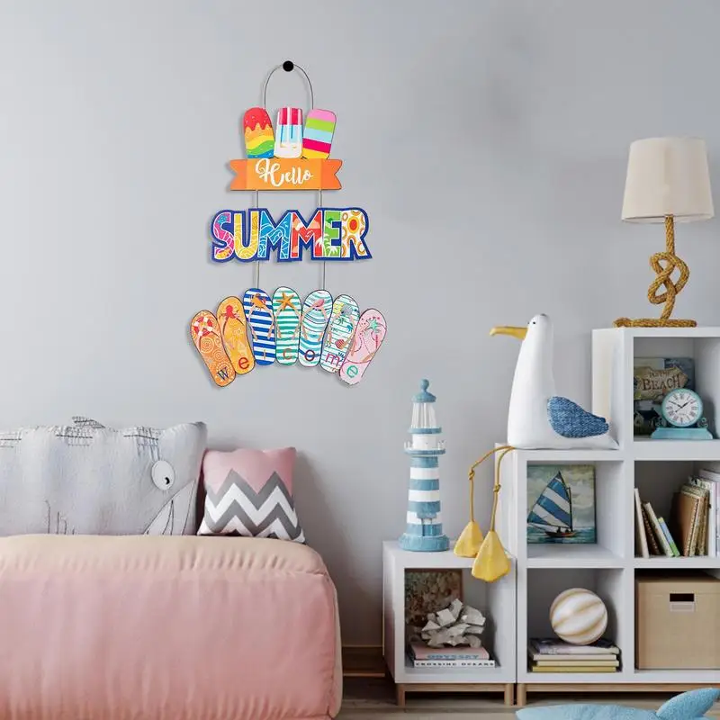 Beach Decor Sign Wooded Color Printed Cartoon Beach Wall Decor Garden Accessories Decorative Ornaments For Family Relatives