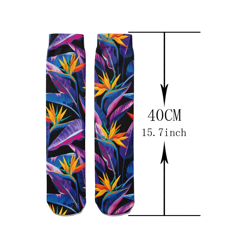 Funny Colorful Women Long Socks 3D Printing Leaves Flamingo Pattern Creative Leisure Socks Happy Teenage Girls Socks For Unisex