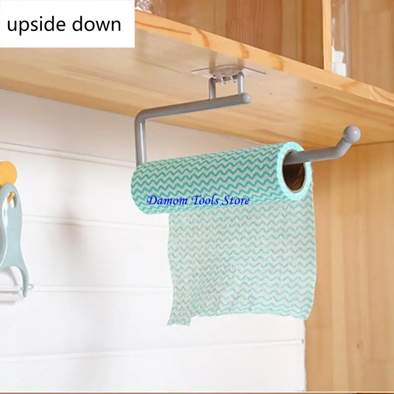 57BE Self-adhesive Towel Rack Wall-mounted Tissue Roll Dispenser for Bathroom Kitchen