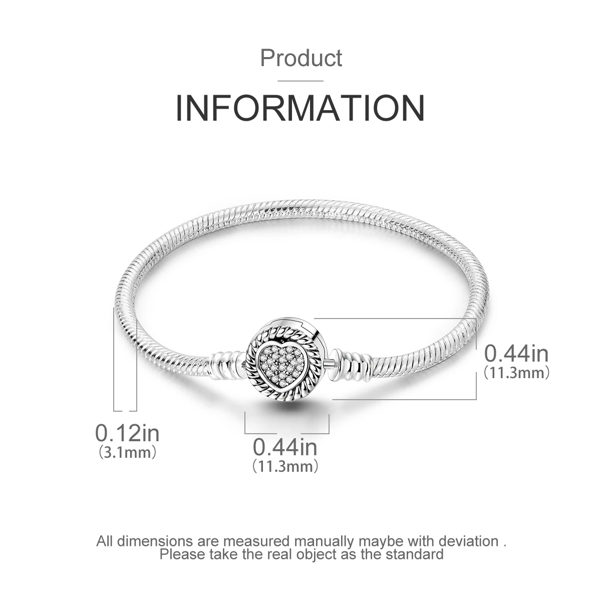 925 Sterling Silber Original Schlangenkette Herzverschluss Perlen-Sicherheitskette Armbänder Passend für Charms DIY Schmuck für Frauen – Detail 21