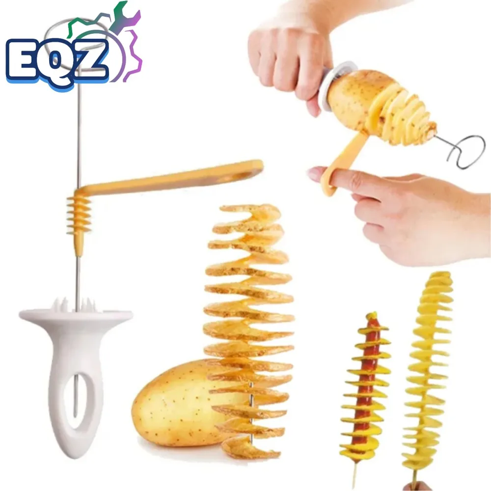 Rotate Potato Slicer Stainless Steel Plastic Vegetable Tools Creative Kitchen Gadgets Twisted Potato Slice Cutter Spiral