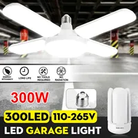 300W 6500K AC110-265V LED Garage Lights Foldable E27 Bulb 4 Adjustable Fan Blades Deformable Workshop Warehouse Ceiling Lighting