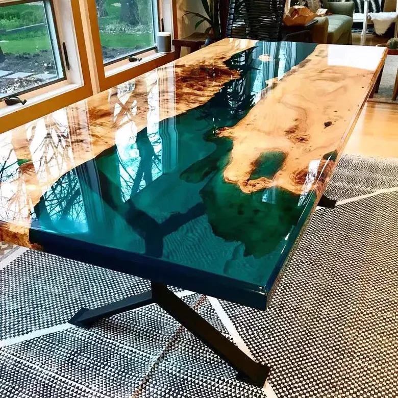 Wholesale Modern Table Top Furniture Customized River Resin Epoxy Solid Wood Restaurant Dining Table Top For Dining Room Decor