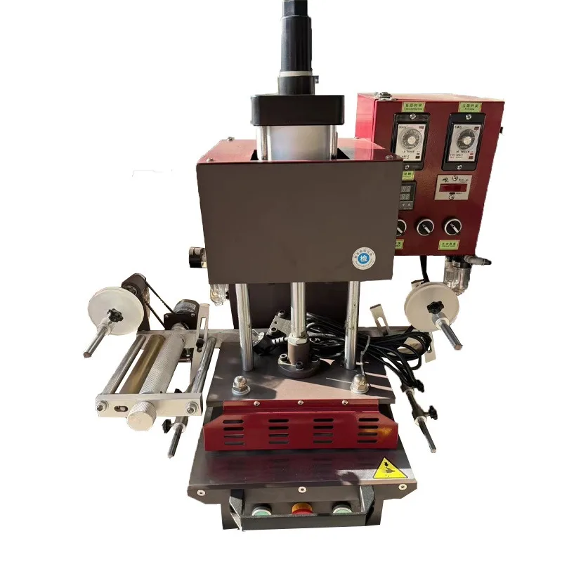 Automatic roll paper leather embossing indentation logo gift box sole plastic wood branding machine